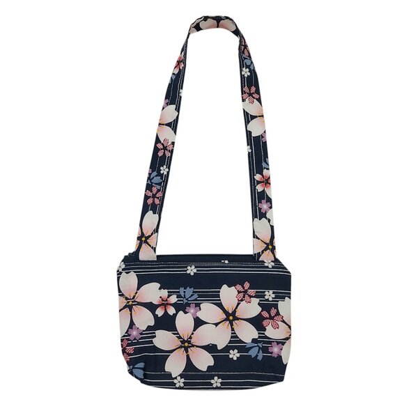Crossbody Bag Small Messenger Bag Fabric Floral Print Lined With Zipper - Picture 2 of 8